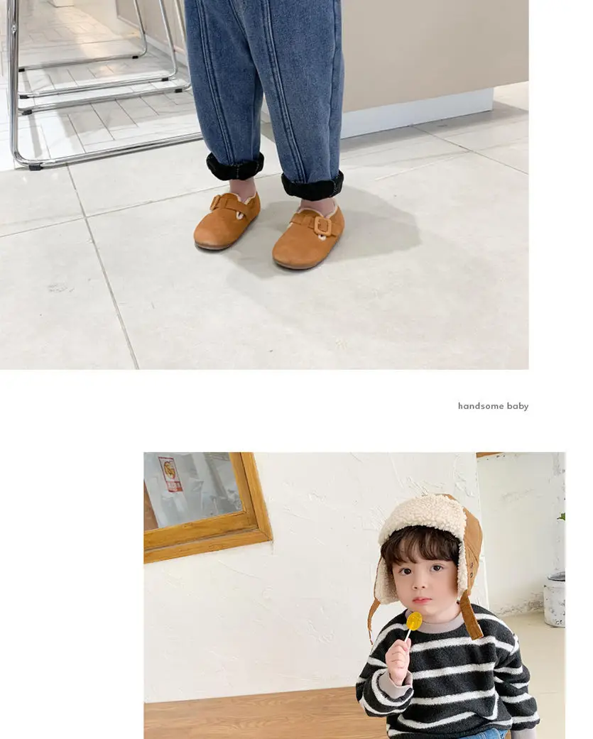Kids Denim Capri Pants Blue Loose Winter Warm — feature 10