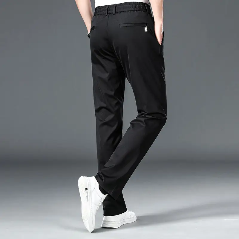 Men's Grey Elastic Waist Pants Winter Warm - Image 8