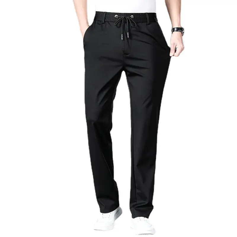 Men's Grey Elastic Waist Pants Winter Warm - Image 9