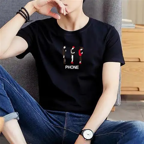 Men Black Balancedoves Loose Sleeve T-Shirt - Image 28