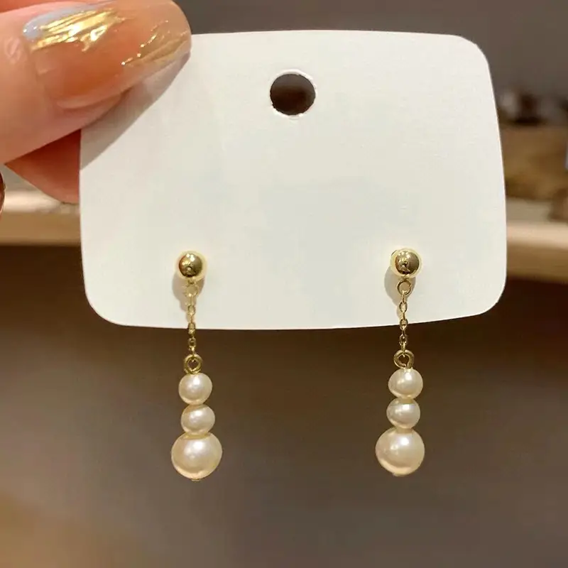 Natural Pearl Earrings Women's S925 Silver Gold