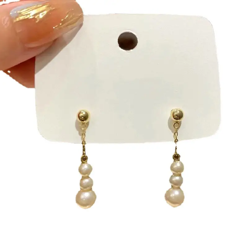 Natural Pearl Earrings Women's S925 Silver Gold