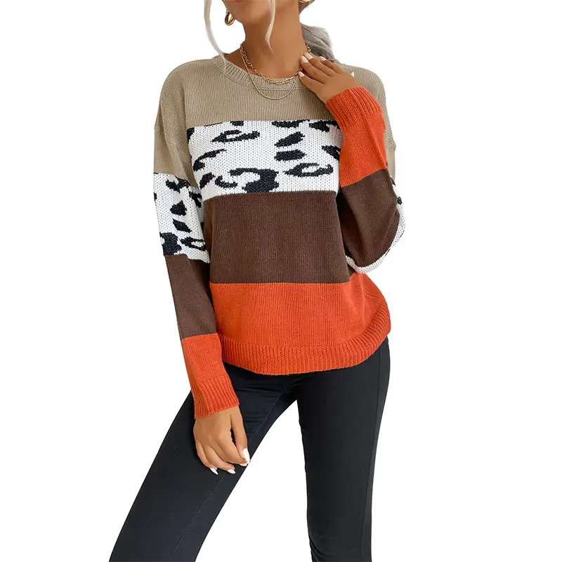 Leopard Print Long Sleeve Pullover Sweater for Women - Image 6