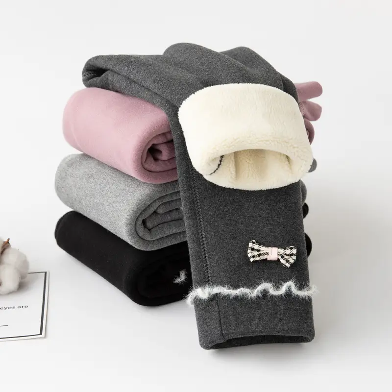 Pink Fleece Lined Warm Leggings for Girls Winter - Image 7