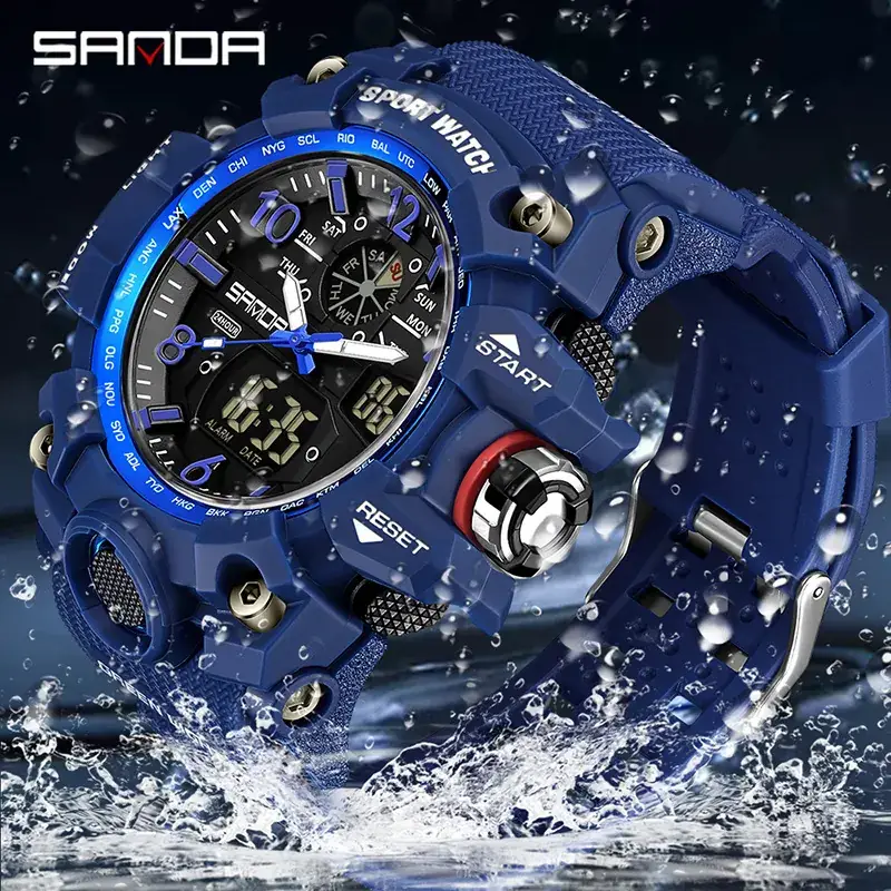 Sanda Sport Watch Dual Display Luminous White - Image 74
