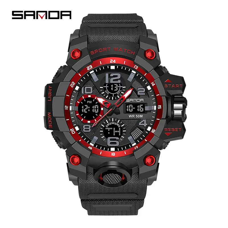 Sanda Sport Watch Dual Display Luminous White - Image 39