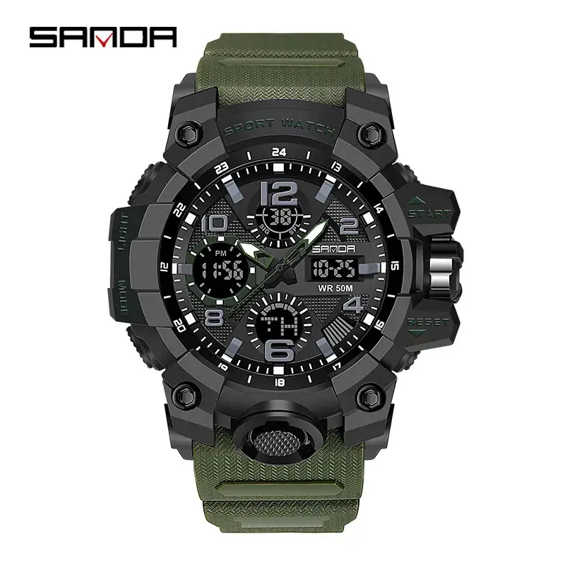 Sanda Sport Watch Dual Display Luminous White - Image 40