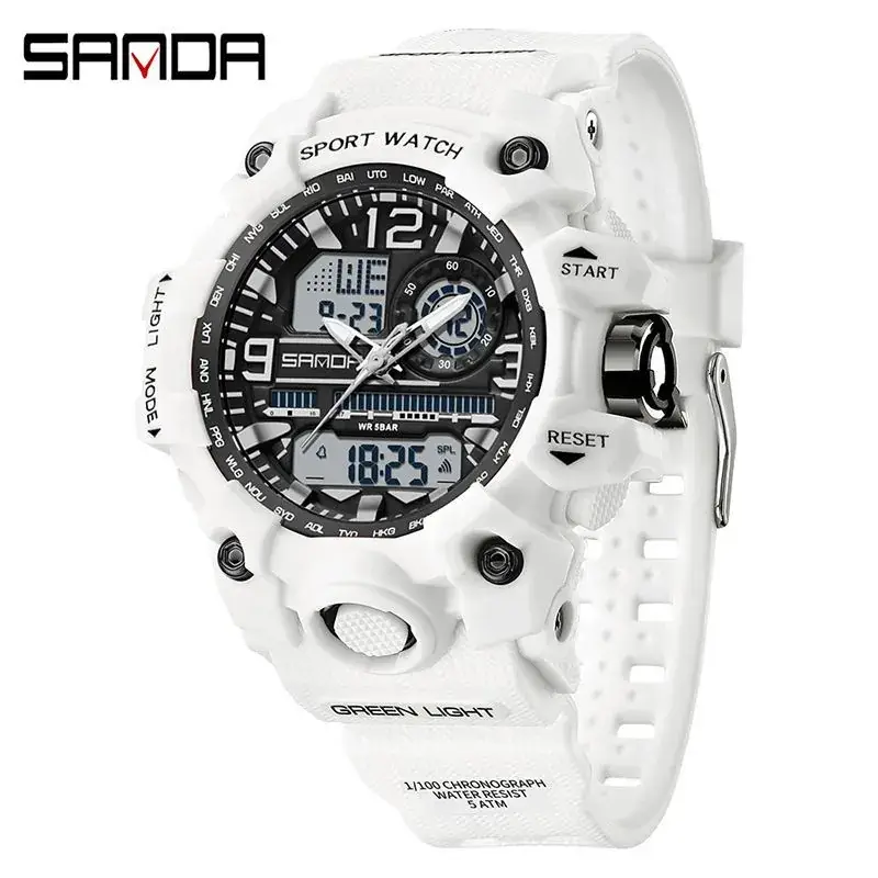 Sanda Sport Watch Dual Display Luminous White - Image 51