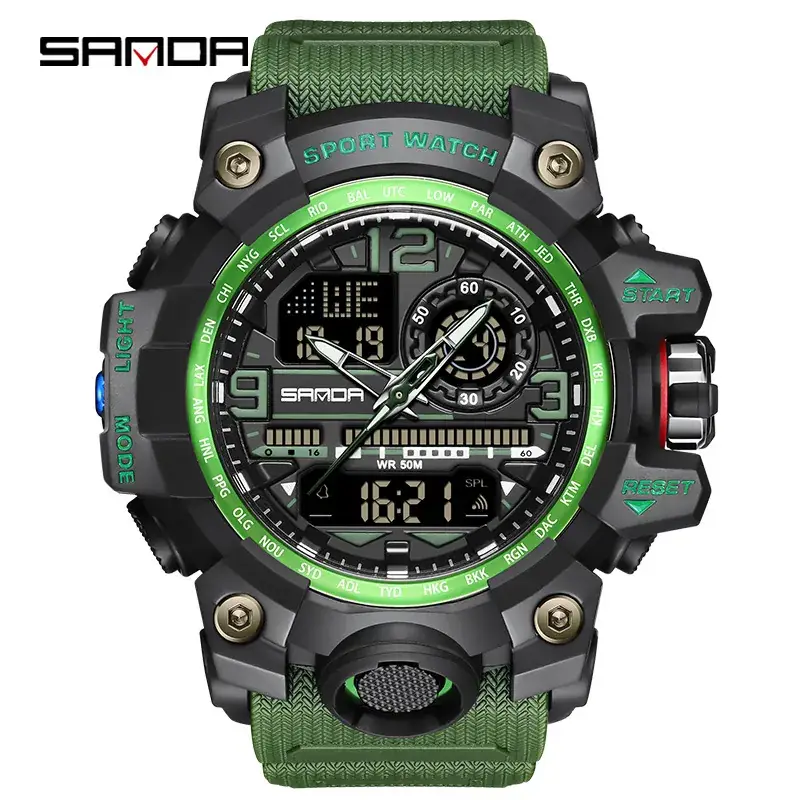 Sanda Sport Watch Dual Display Luminous White - Image 53
