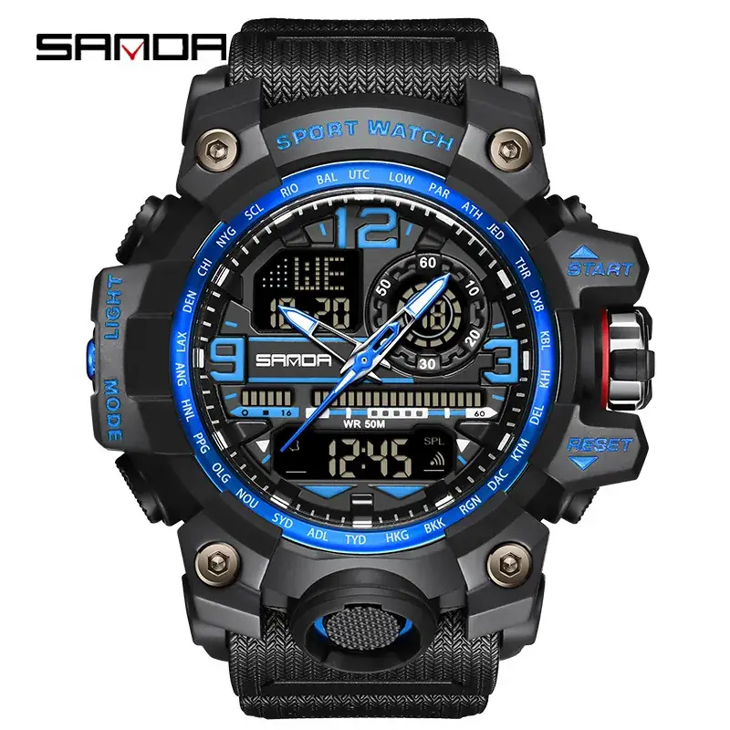 Sanda Sport Watch Dual Display Luminous White - Image 54