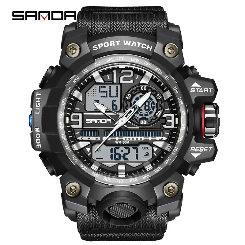Sanda Sport Watch Dual Display Luminous White - Image 55