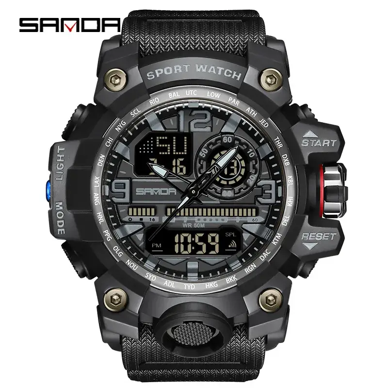 Sanda Sport Watch Dual Display Luminous White - Image 56
