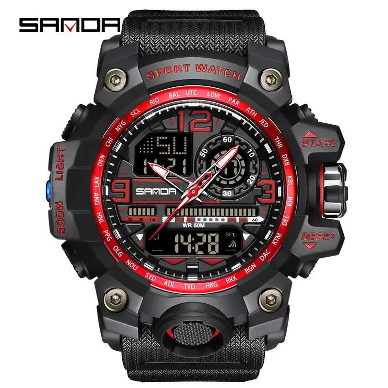 Sanda Sport Watch Dual Display Luminous White - Image 57