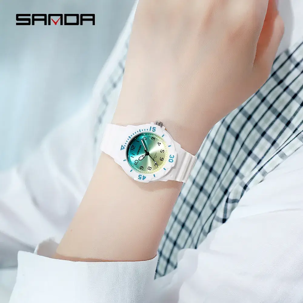 Sanda Mint Green Quartz Watch for Men Women