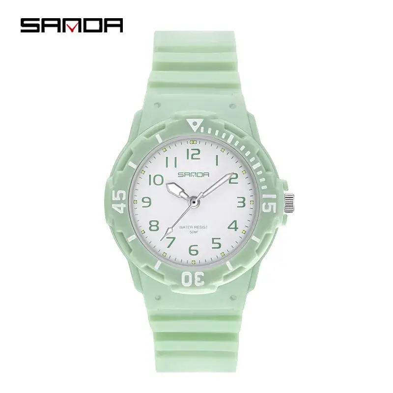 Sanda Mint Green Quartz Watch for Men Women