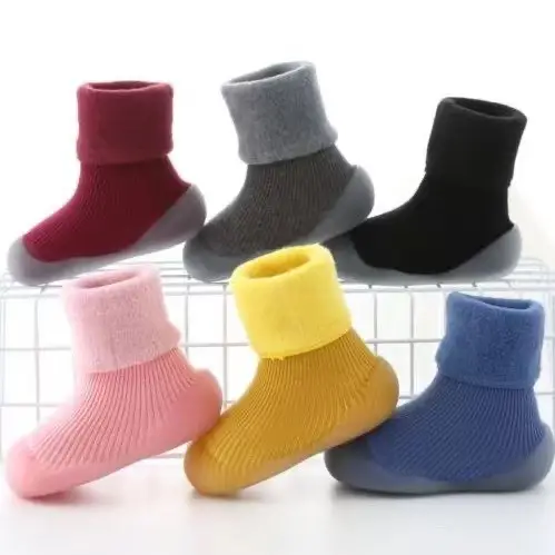 Black Non-Slip Toddler Socks Winter Warm