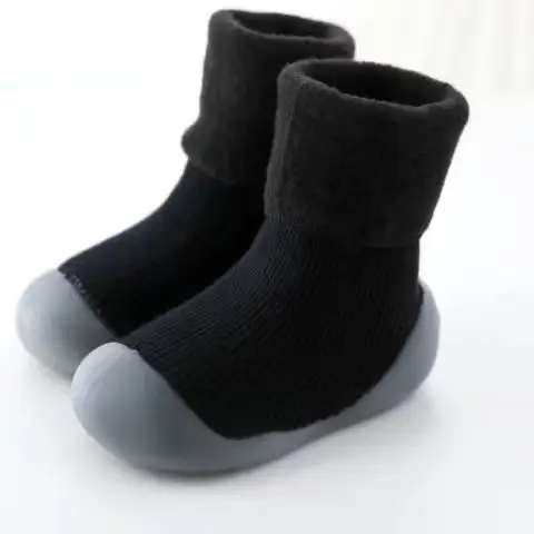 Black Non-Slip Toddler Socks Winter Warm
