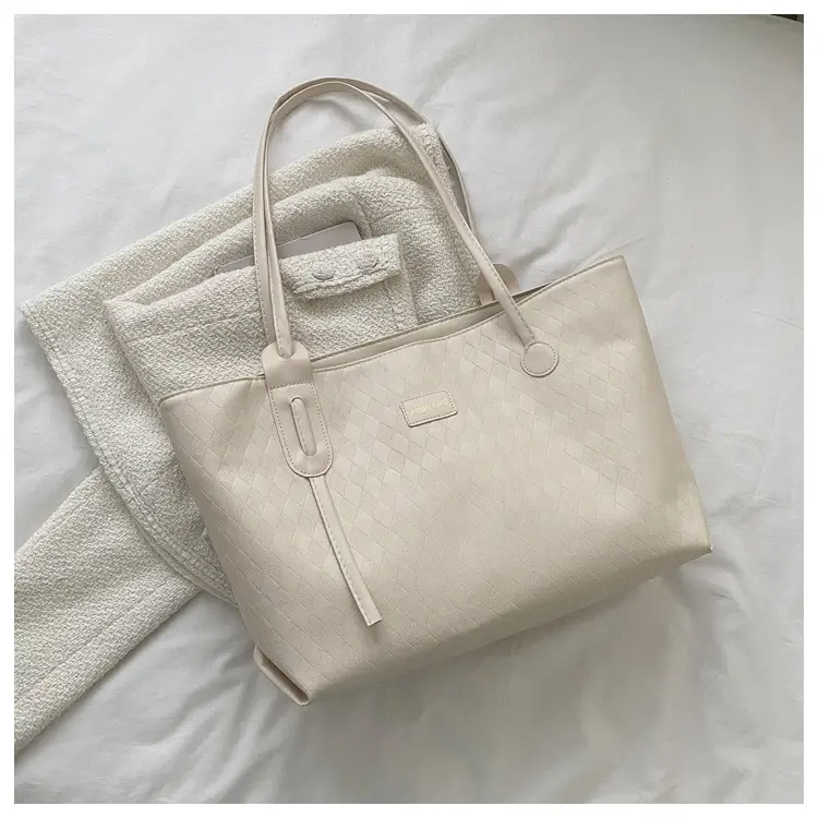 Women's Canvas Shoulder Bag White Brown 2026 Spring - Image 4