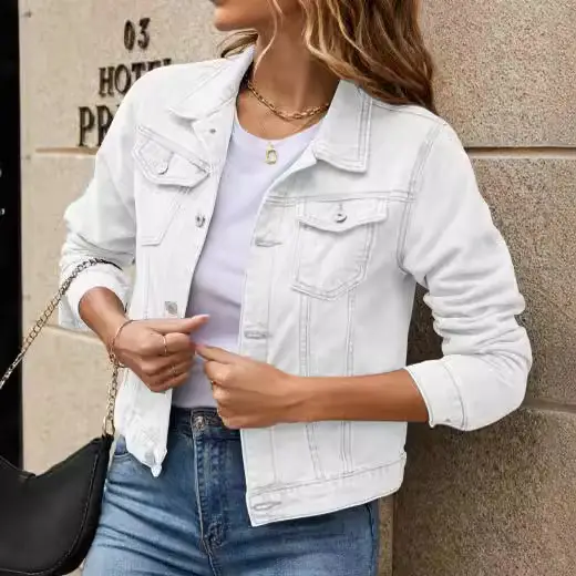 Women Denim Jacket Long Sleeve Winter Autumn Wear - Image 8