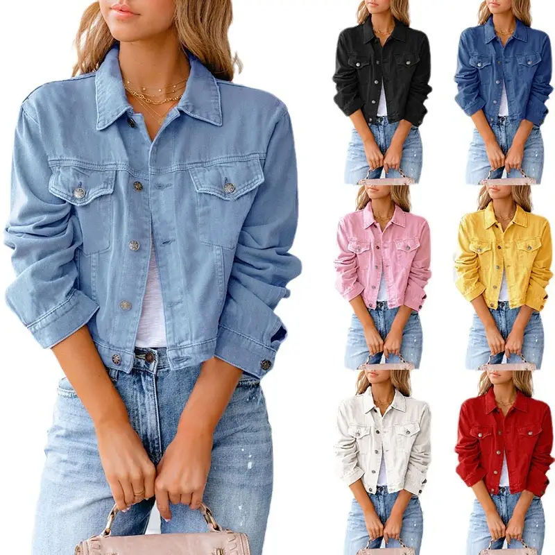 Women Denim Jacket Long Sleeve Winter Autumn Wear - Image 9