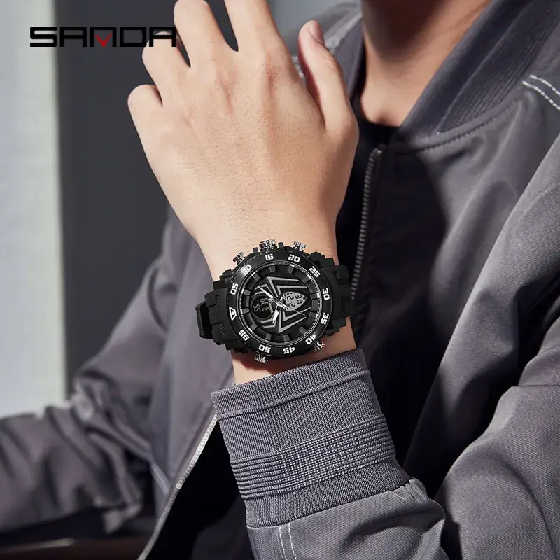 Sanda Green Digital Spider Watch for Men - Image 9