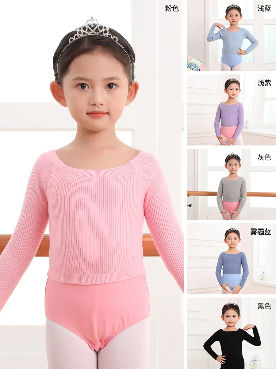 Girls Pink Knitted Long Sleeve Dancing Wear - Image 14