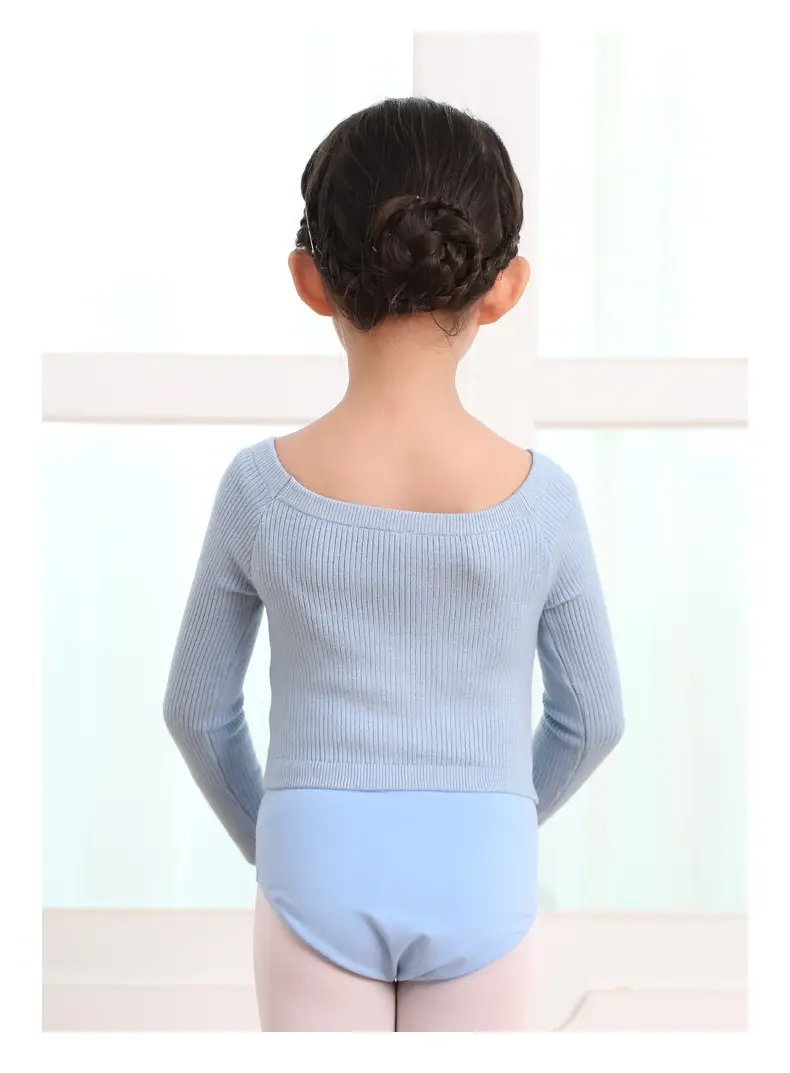 Girls Pink Knitted Long Sleeve Dancing Wear — feature 10