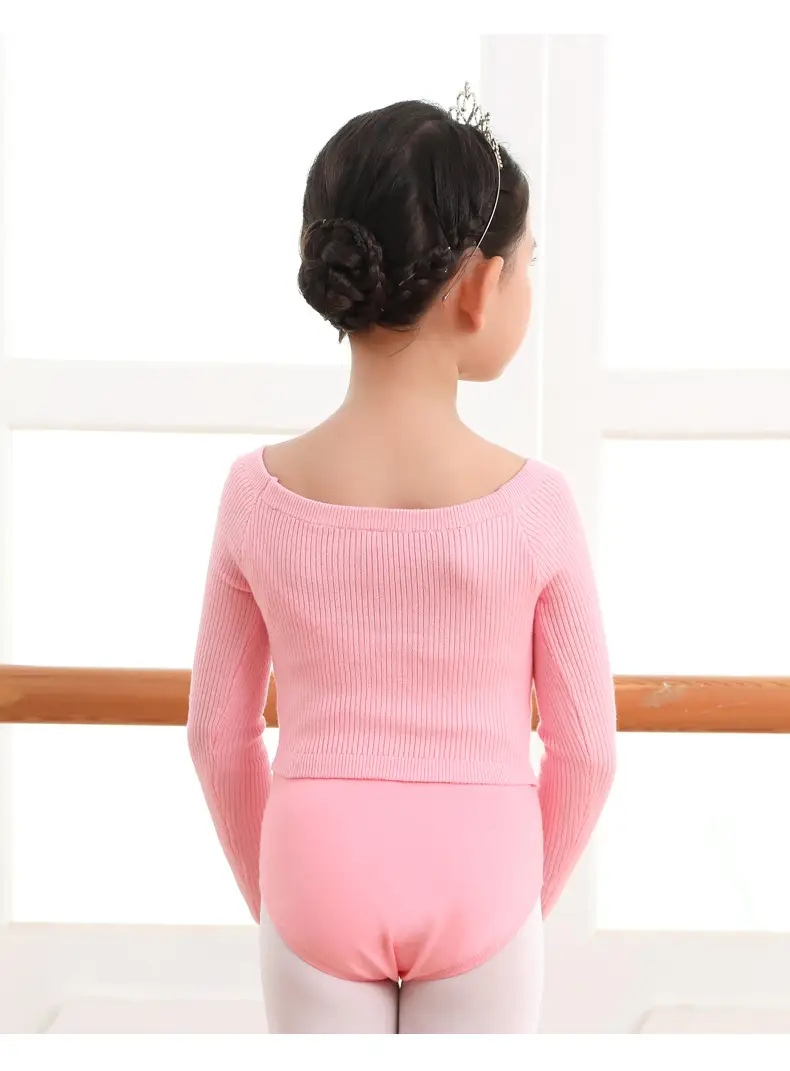Girls Pink Knitted Long Sleeve Dancing Wear — feature 8