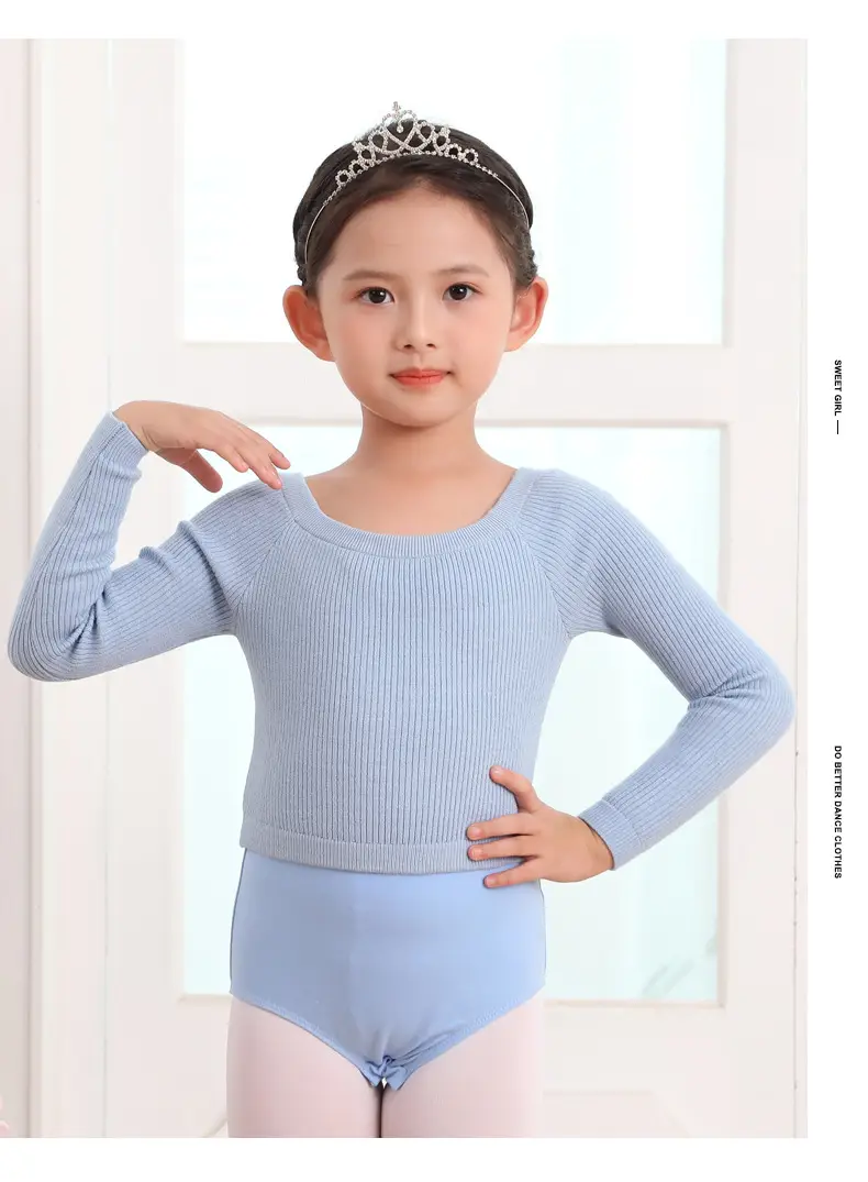 Girls Pink Knitted Long Sleeve Dancing Wear — feature 9