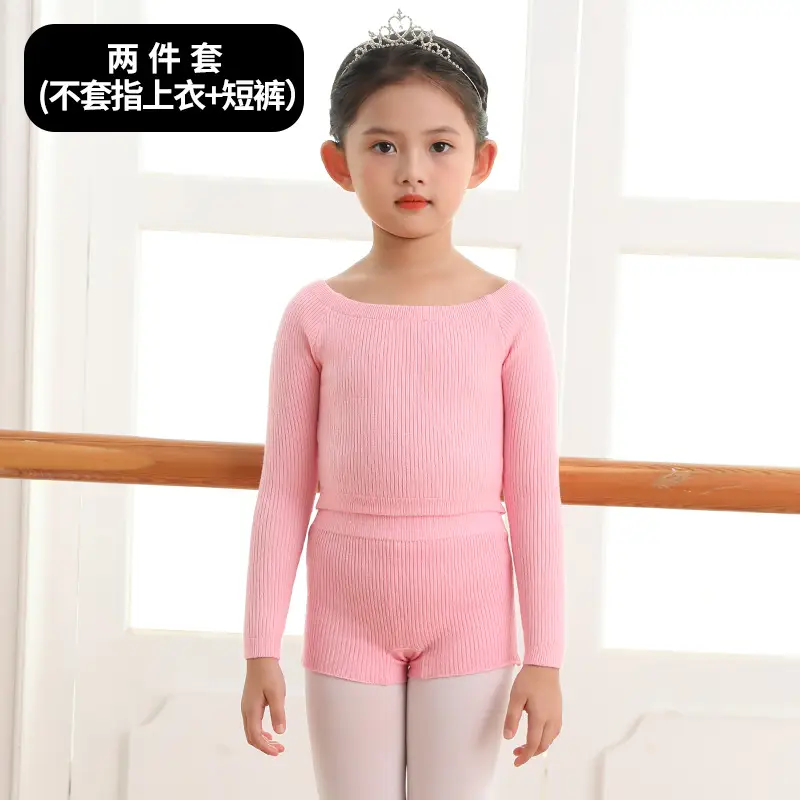 Girls Pink Knitted Long Sleeve Dancing Wear - Image 9