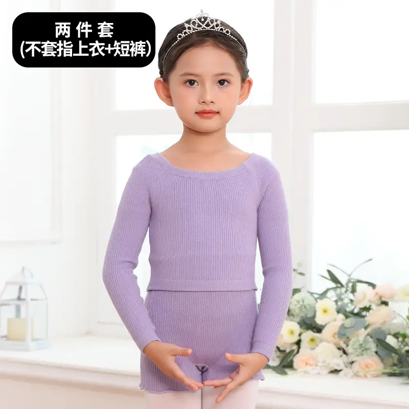 Girls Pink Knitted Long Sleeve Dancing Wear - Image 11