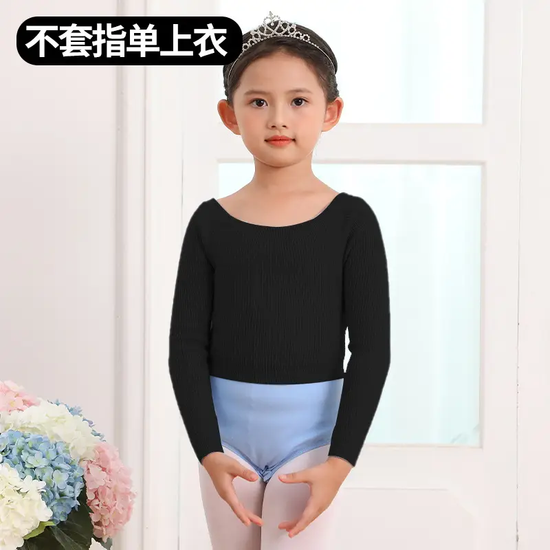 Girls Pink Knitted Long Sleeve Dancing Wear - Image 2