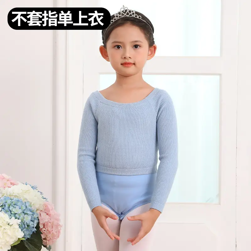 Girls Pink Knitted Long Sleeve Dancing Wear - Image 3