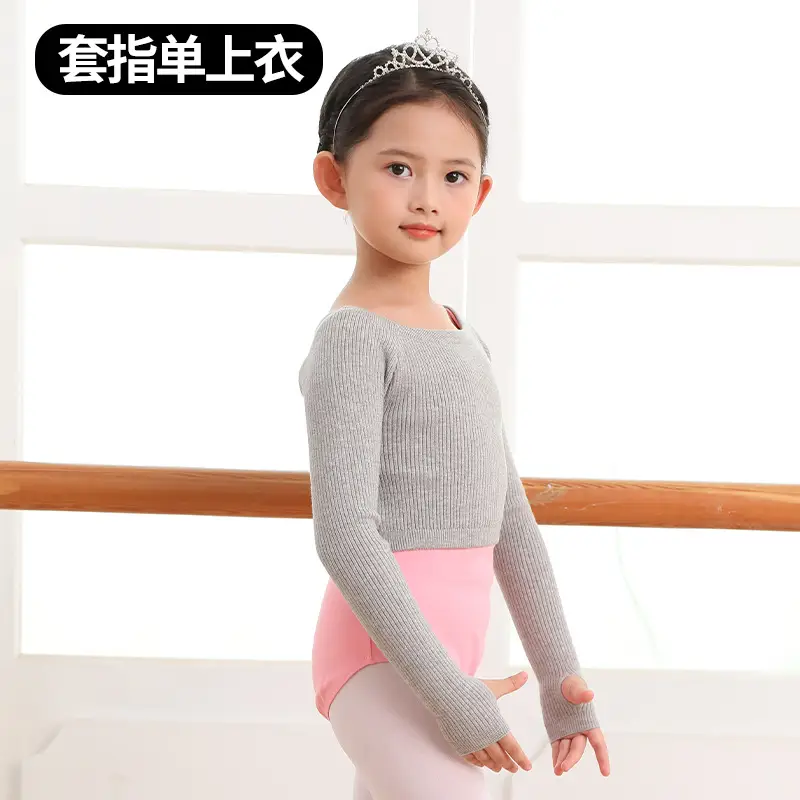 Girls Pink Knitted Long Sleeve Dancing Wear - Image 4