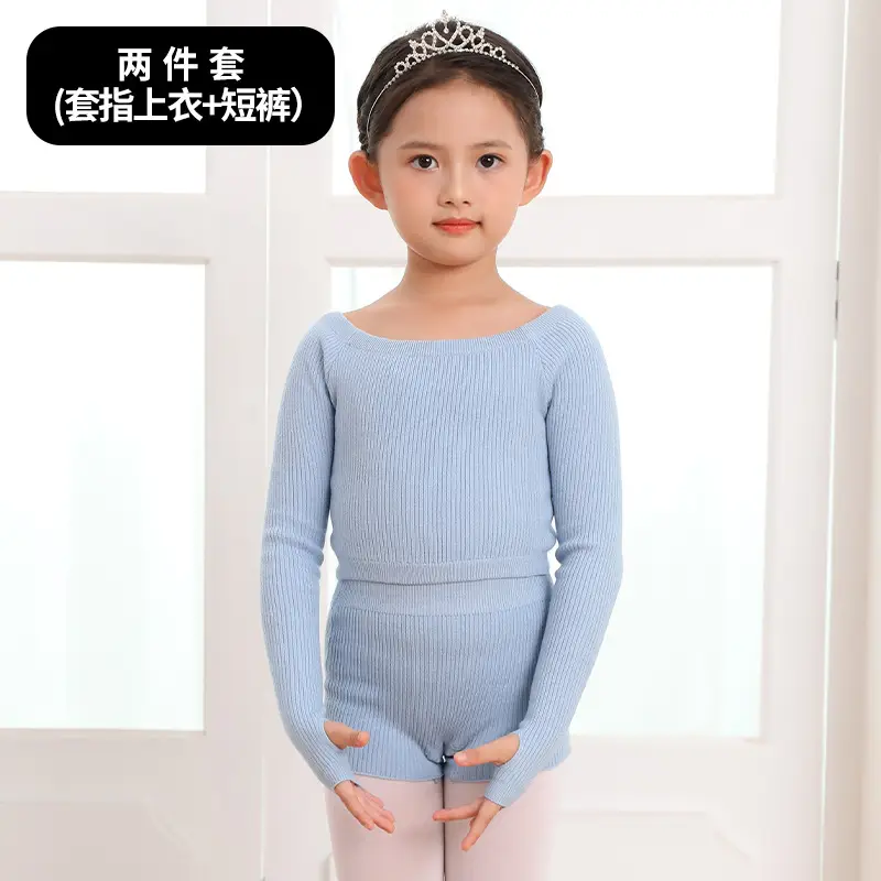 Girls Pink Knitted Long Sleeve Dancing Wear - Image 6