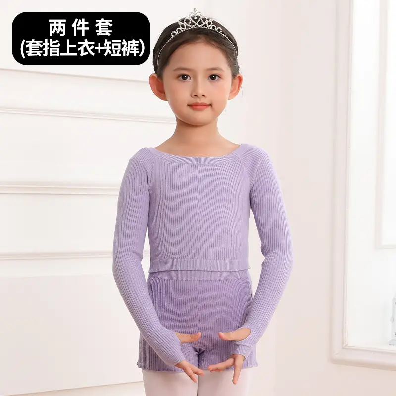 Girls Pink Knitted Long Sleeve Dancing Wear - Image 7