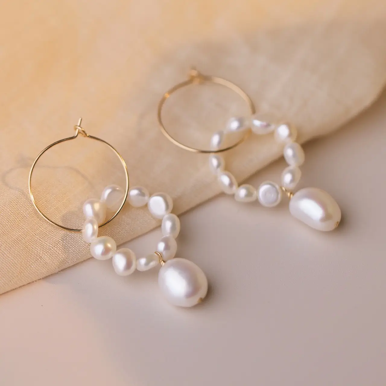 French Baroque Pearls Earrings 14K Gold Filled Luxury — feature 6