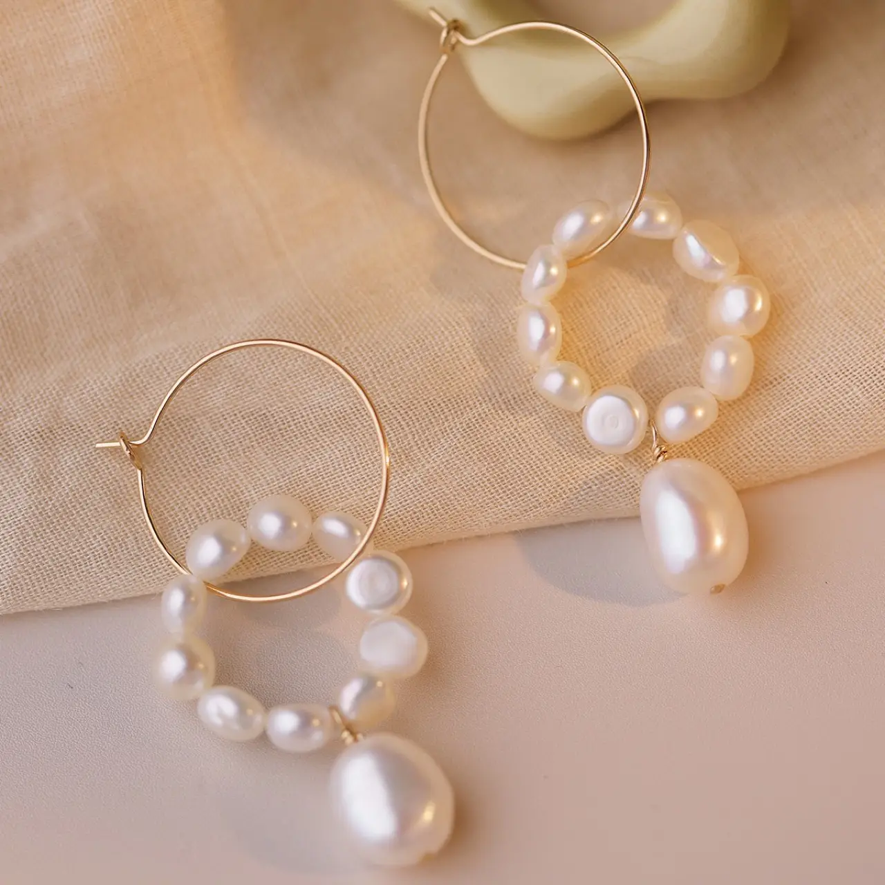 French Baroque Pearls Earrings 14K Gold Filled Luxury — feature 7