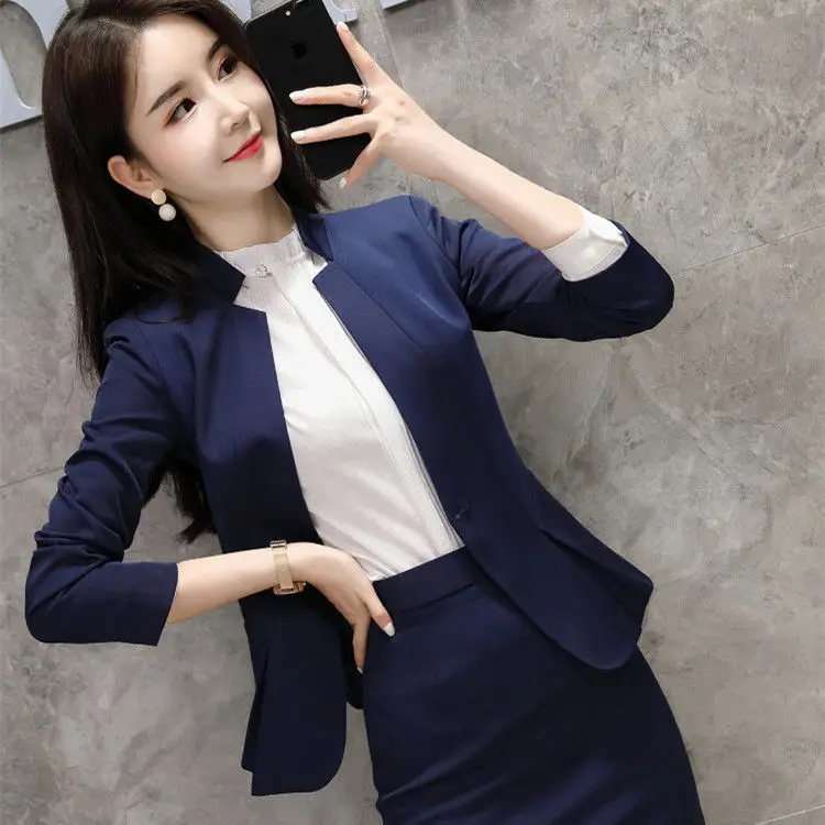 Women's Grey Professional Suit Spring Autumn Elegant Workwear