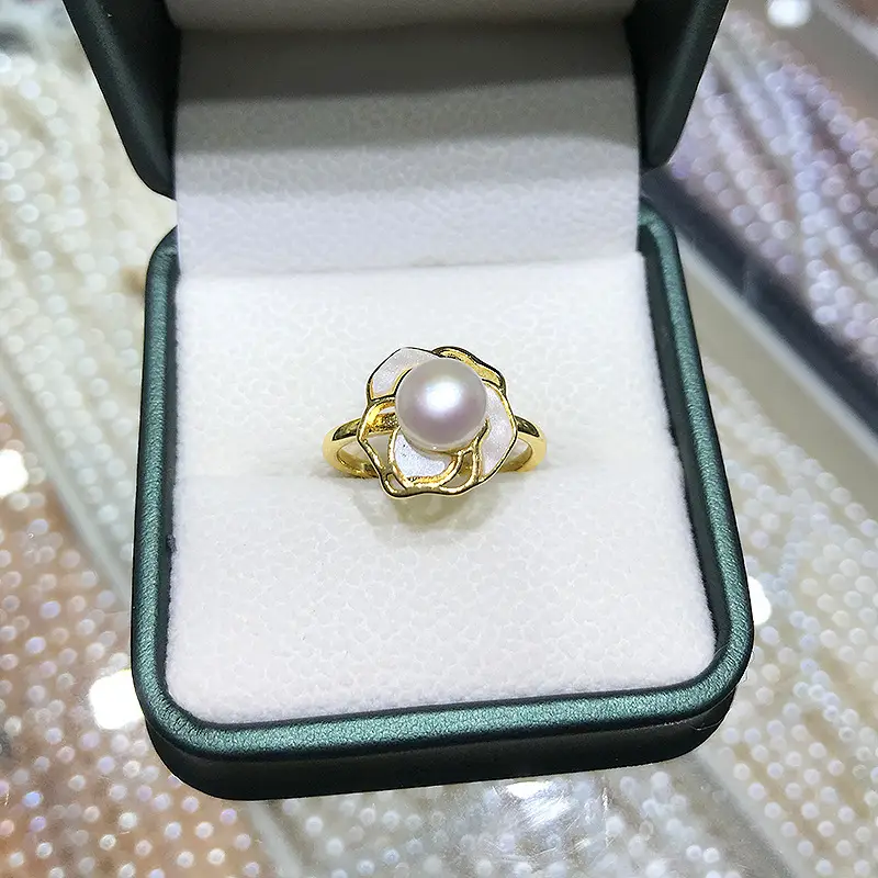 Natural Freshwater Pearl Ring 7-8mm Steamed - Image 3
