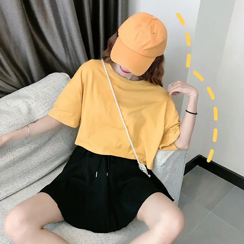 Women Korean Style Loose Fit T-Shirt White Crop Top — feature 10