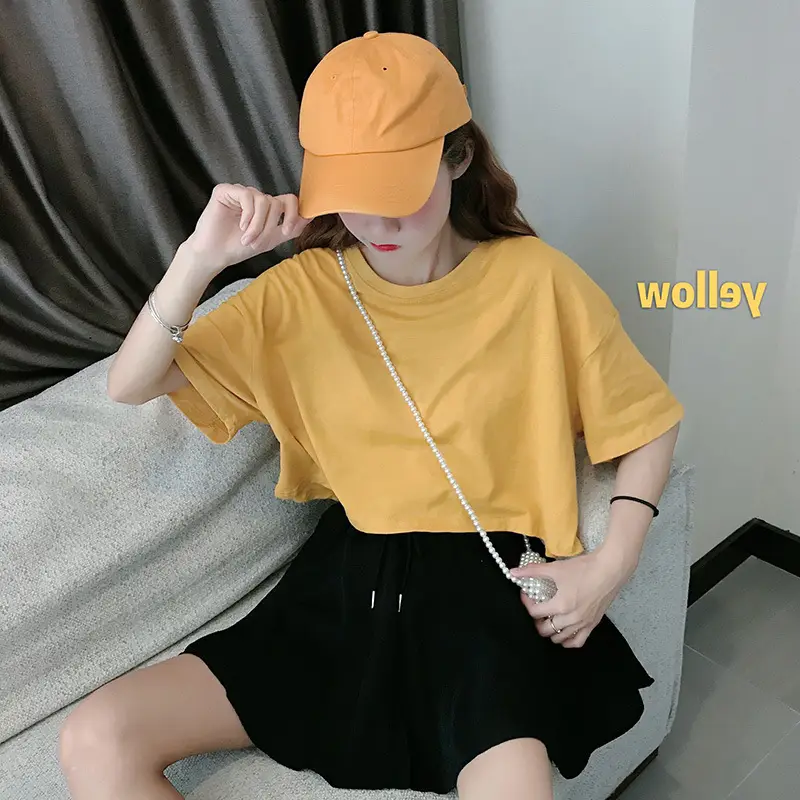 Women Korean Style Loose Fit T-Shirt White Crop Top — feature 12