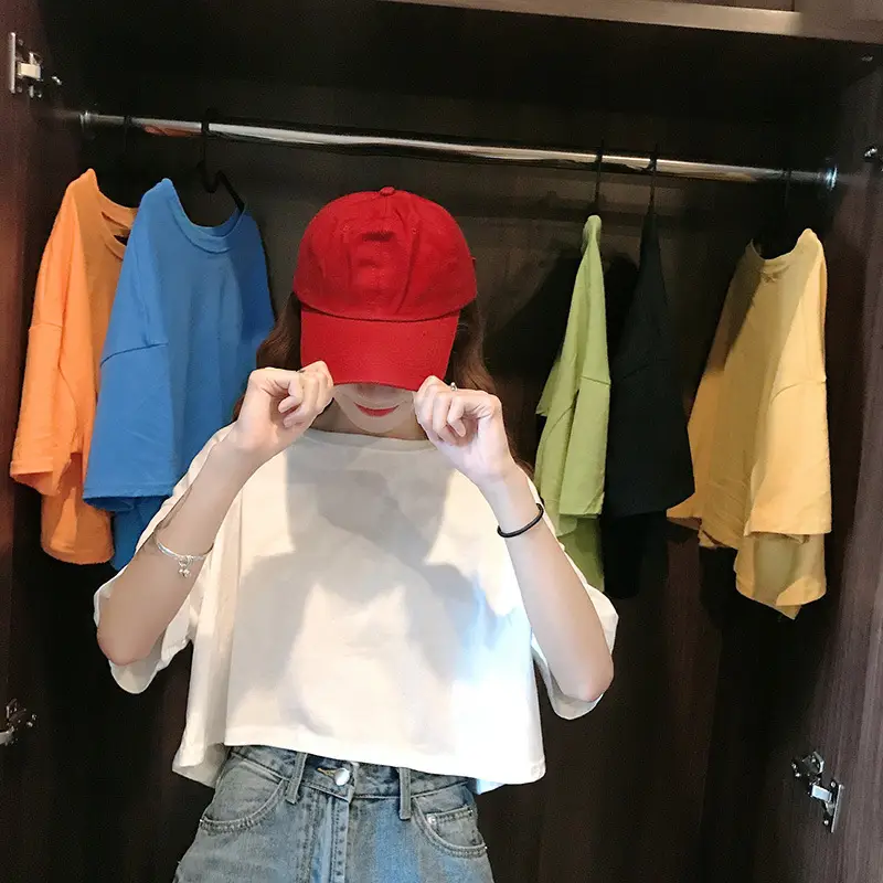Women Korean Style Loose Fit T-Shirt White Crop Top — feature 6