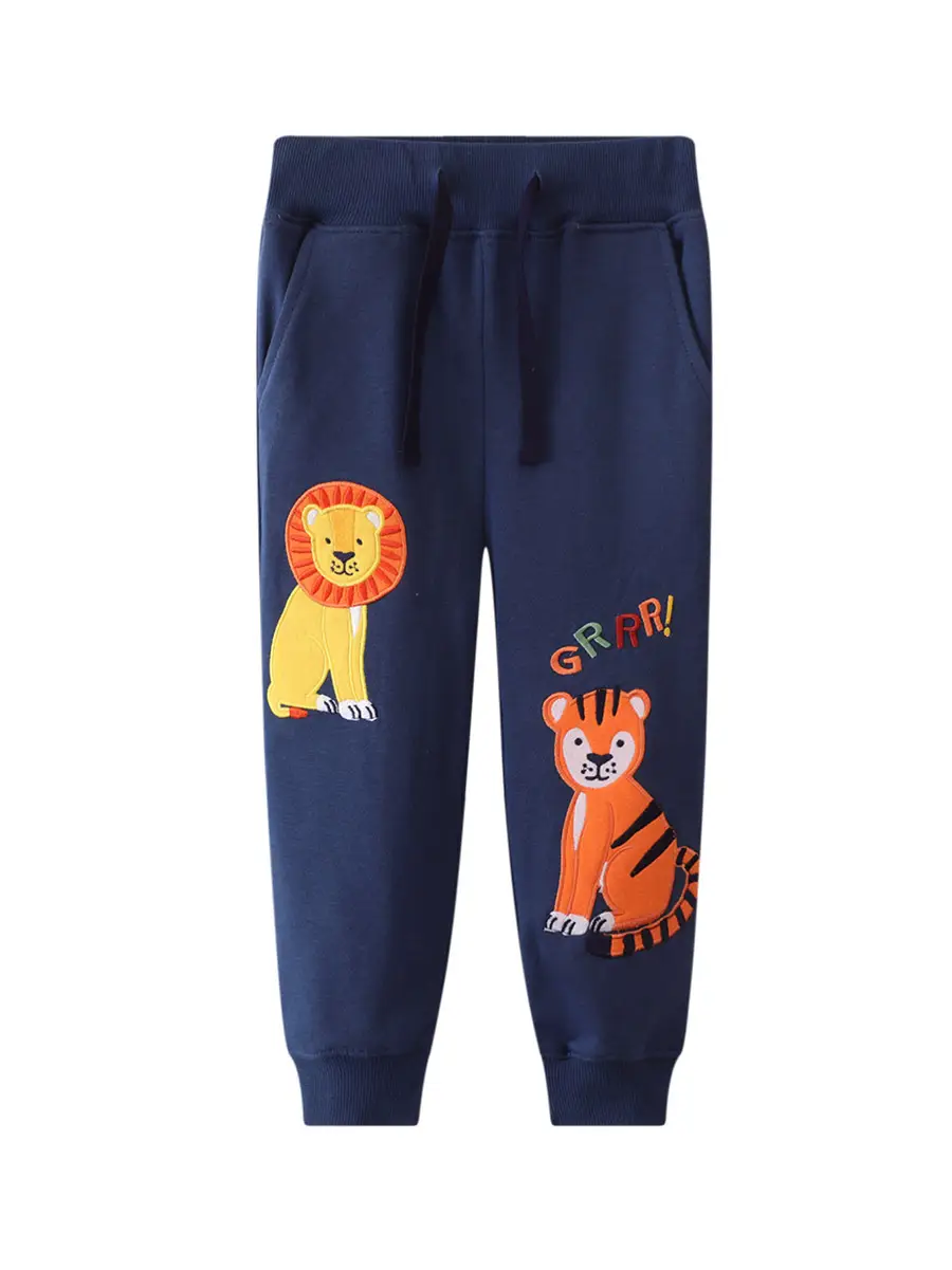 Kids Lion & Tiger Graphic Pants Navy Blue - Image 6