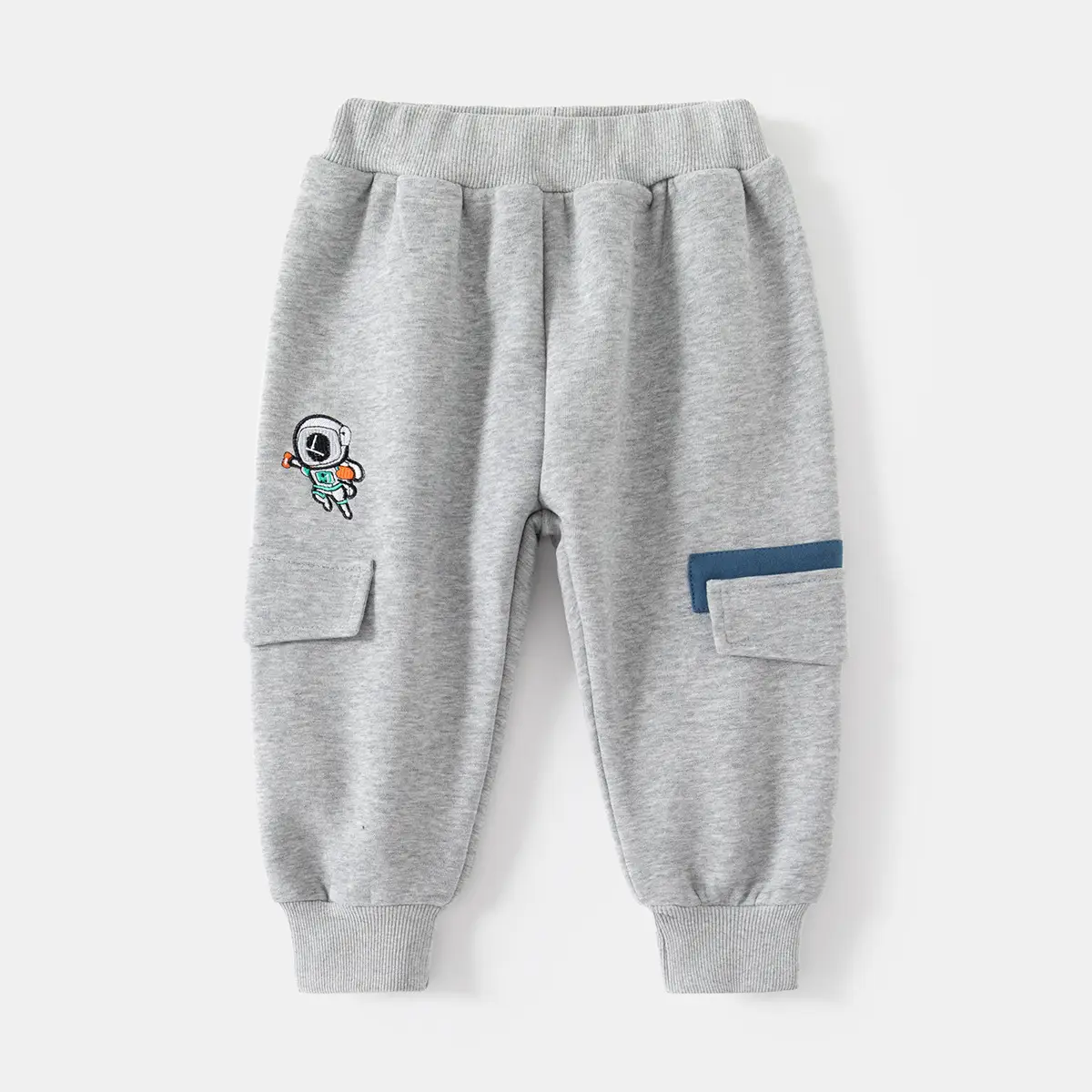 Black Fleece Lined Kids Sports Pants Mid Waist - Image 4