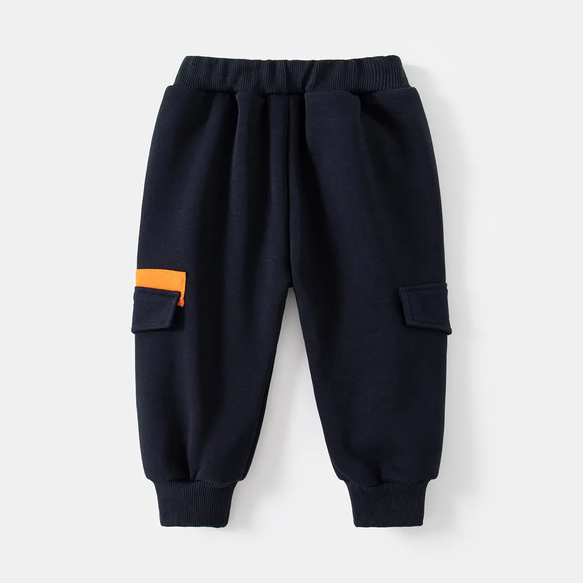 Black Fleece Lined Kids Sports Pants Mid Waist - Image 5