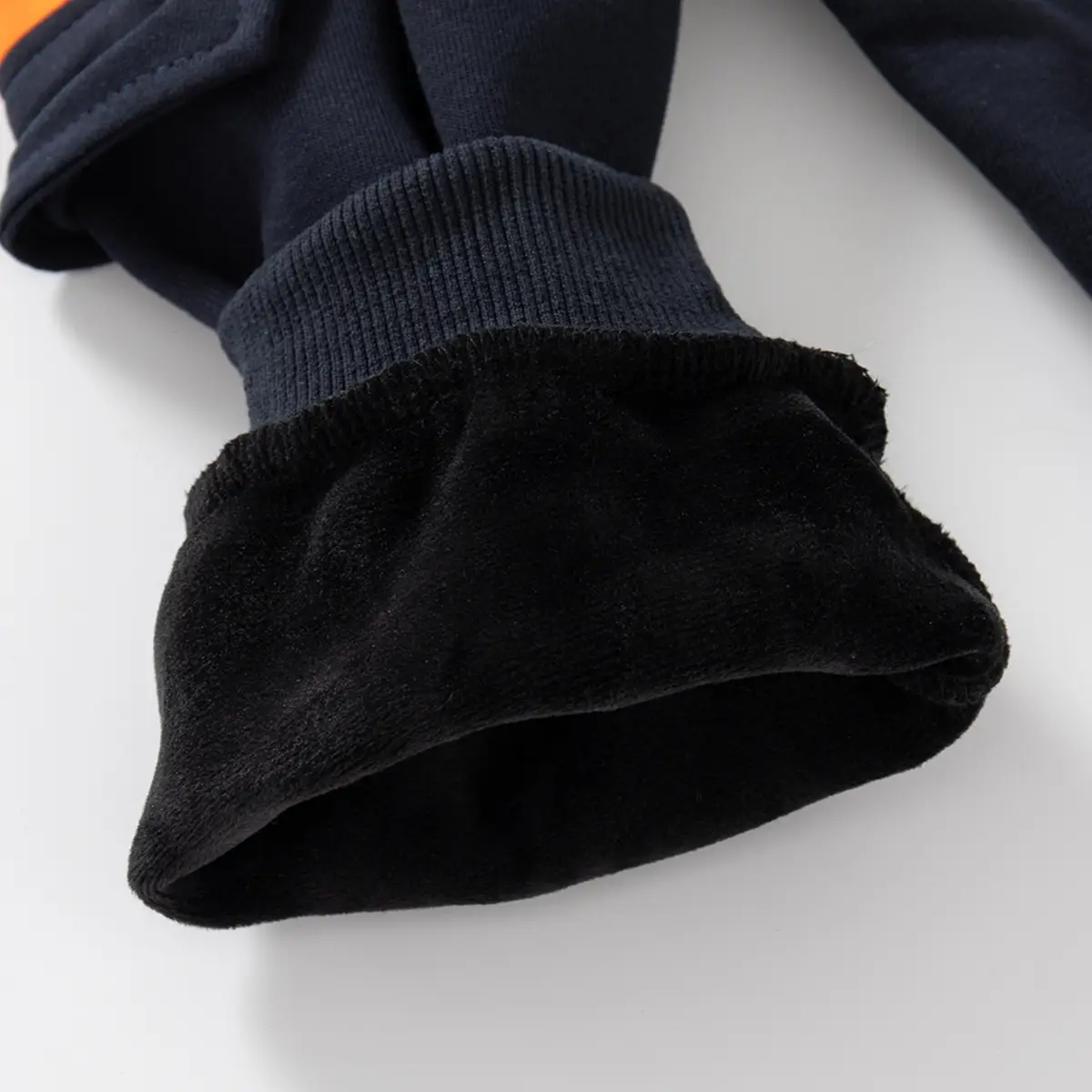 Black Fleece Lined Kids Sports Pants Mid Waist - Image 6