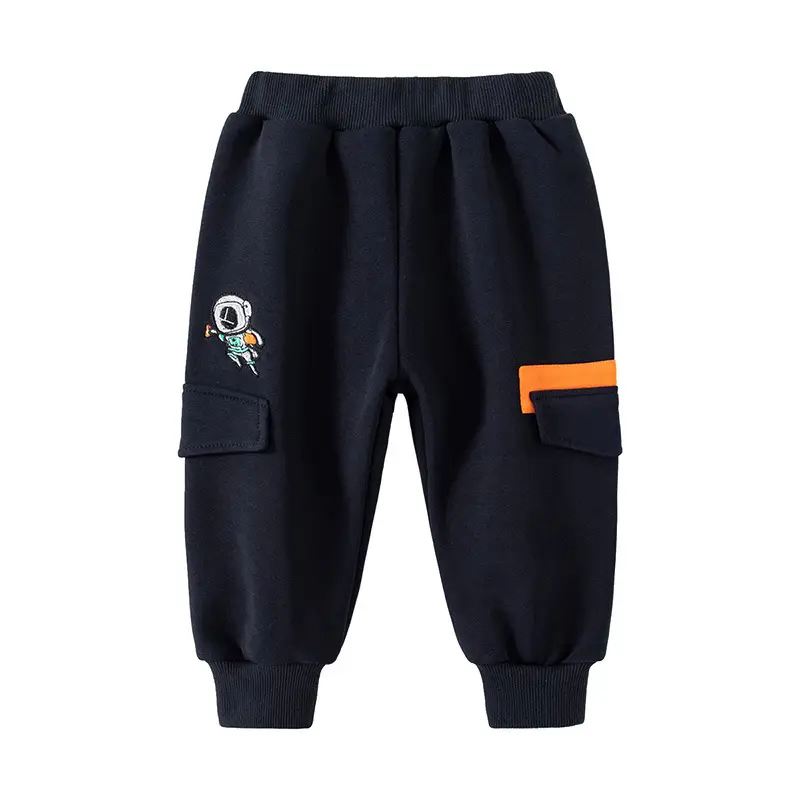 Black Fleece Lined Kids Sports Pants Mid Waist - Image 7