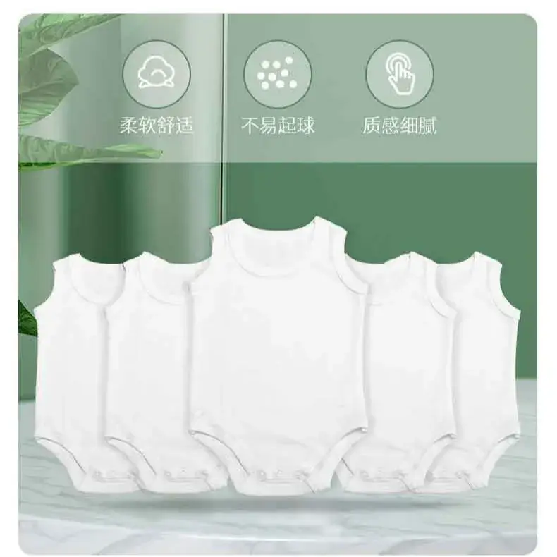 5-Piece Set of Pure White Cotton Baby Jumpsuits