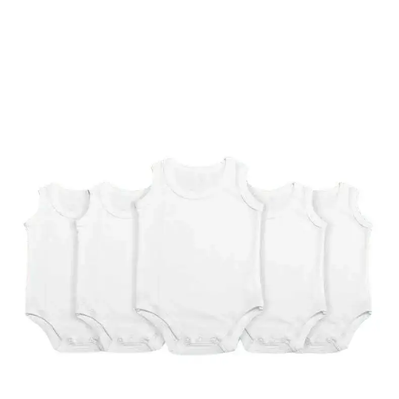 5-Piece Set of Pure White Cotton Baby Jumpsuits